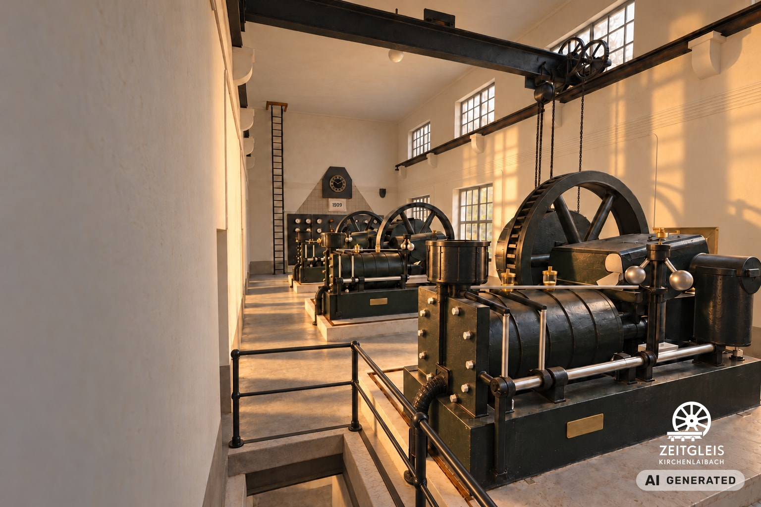 KI-generierte Rekonstruktion: Wasserturm & Maschinenhalle